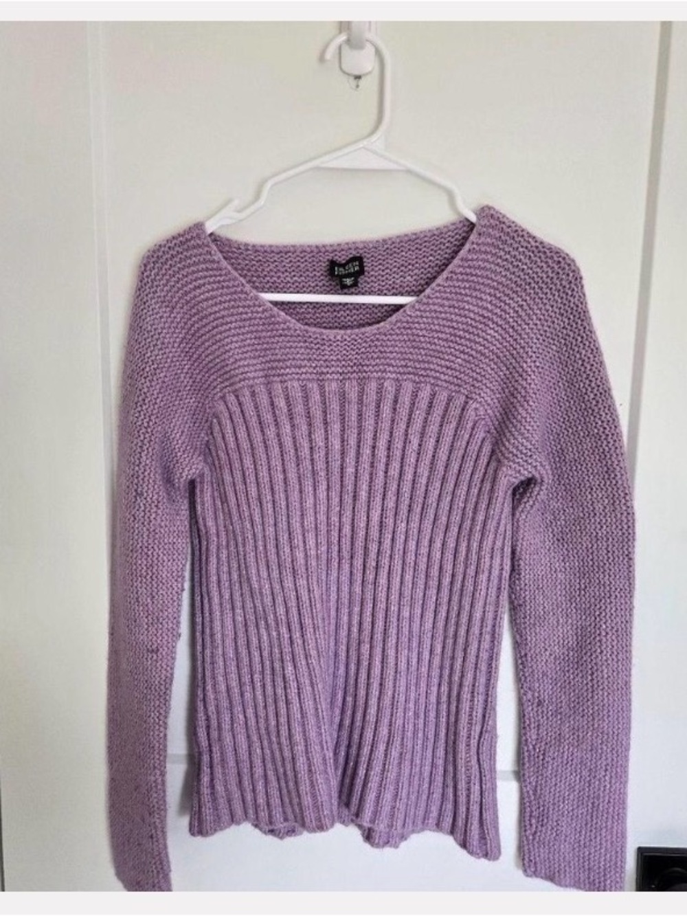Eileen Fisher Lilac Ribbed Scoop Neck Sweater